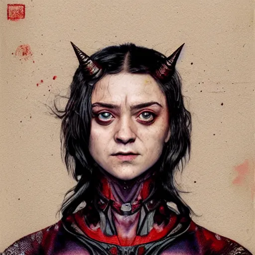 Image similar to portrait of arya stark as a succubus in a dark ancient attic room,full character, melting ,8k,by tristan eaton,Stanley Artgermm,Tom Bagshaw,Greg Rutkowski,Carne Griffiths, Ayami Kojima, Beksinski, Giger,trending on DeviantArt,face enhance,hyper detailed,minimalist,cybernetic, android, blade runner,full of colour