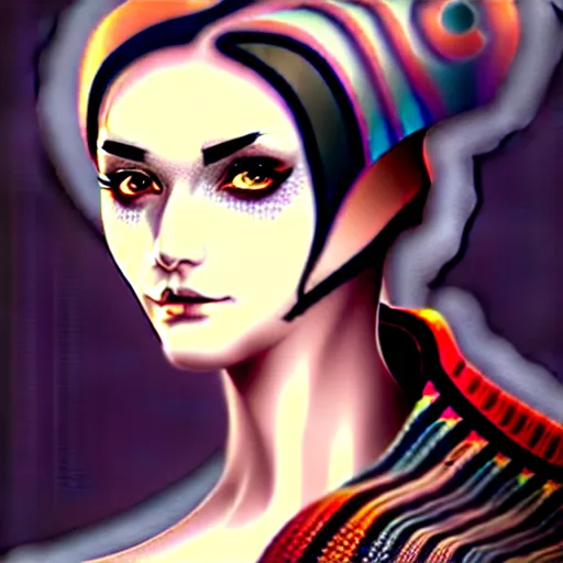 Image similar to character concept portrait of a woman with pale face, steampunk, intricate, elegant, digital painting, concept art, smooth, focus,