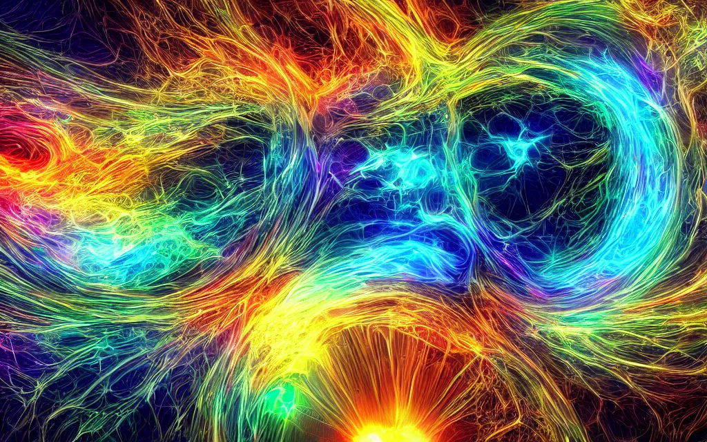 Image similar to god mind organic computer technological singularity, future perfect, award winning digital art extremely detailed, iridescent color scheme
