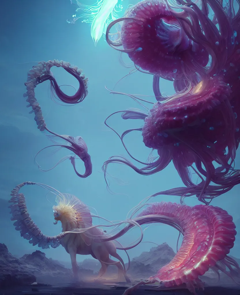 Image similar to centaur jellyfish phoenix, nautilus, orchid, bioluminiscent creatures, intricate artwork by Tooth Wu and wlop and beeple. octane render, trending on artstation, greg rutkowski very coherent symmetrical artwork. cinematic, hyper realism, high detail, octane render, 8k