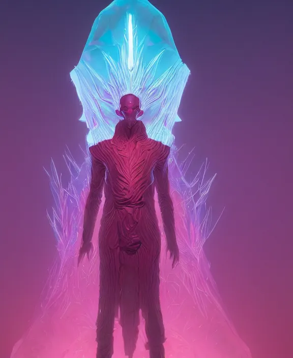 Image similar to a detailed character concept of a crystalline dark lord by Moebius and Beeple, 4k resolution, photorealistic