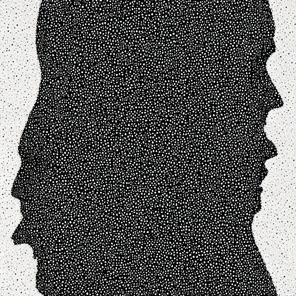 Image similar to face made out of planet, faceless people dark, dots, drip, stipple, pointillism, technical, abstract, minimal, style of francis bacon, asymmetry, pulled apart, cloak, hooded figure, made of dots, abstract, balaclava