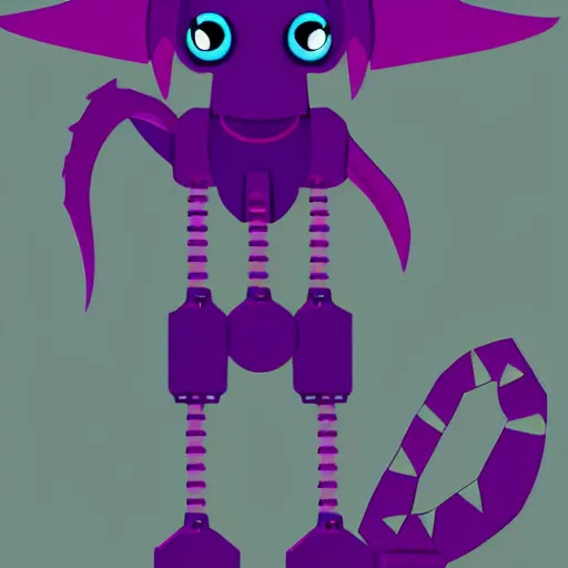 Image similar to Very cute robotic purple dragon, 2d minimalism, digital art