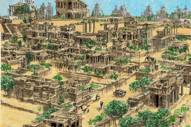 the hanging gardens of babylon drawing