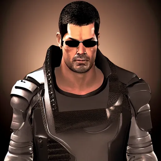 Prompt: JC Denton from Deus Ex as a real person