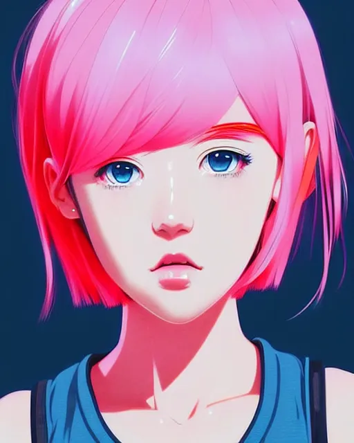 Image similar to cute girl with pink hair | | very very anime!!!, fine - face, symmetry face, audrey plaza, fine details. anime. realistic shaded lighting poster by ilya kuvshinov katsuhiro otomo, kidmo!!!, trending on pixiv, magali villeneuve, artgerm, jeremy lipkin and michael garmash and rob rey