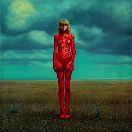 Prompt: taylor swift album cover by terry richardson, zdzisław beksiński and Igor Kieryluk, 4k high quality best