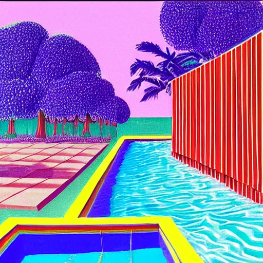 Prompt: vaporwave david hockney