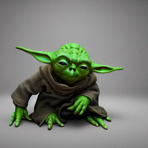 Image similar to yoda sitting on a toilet, octane render