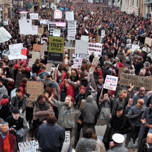 Prompt: people protesting against capitalism in Byzantium