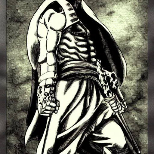 Image similar to yash as a character in berserk by kentaro miura