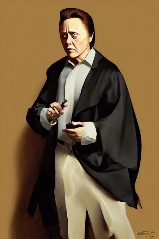 Image similar to a charicature of christopher walken, masterpiece painting by artgerm and greg rutkowski and caravaggio and vermeer