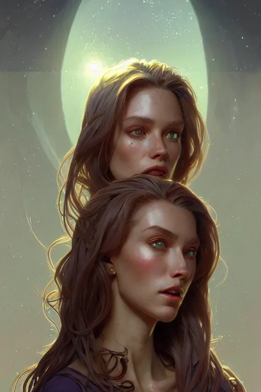 Image similar to clear portrait of a alien attractive women, cottagecore!!, background hyper detailed, character concept, full body, dynamic pose, glowing lights!! intricate, elegant, highly detailed, digital painting, artstation, concept art, smooth, sharp focus, illustration, art by artgerm and greg rutkowski and alphonse mucha