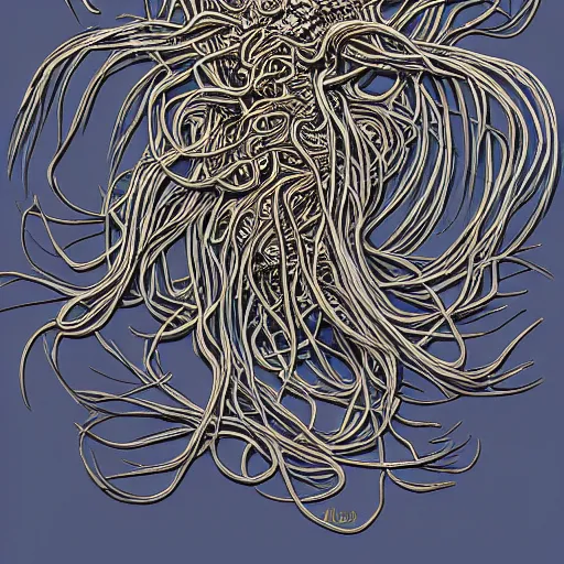 Image similar to the flying spaghetti monster in new jersey, detailed, intricate, trending on artstation