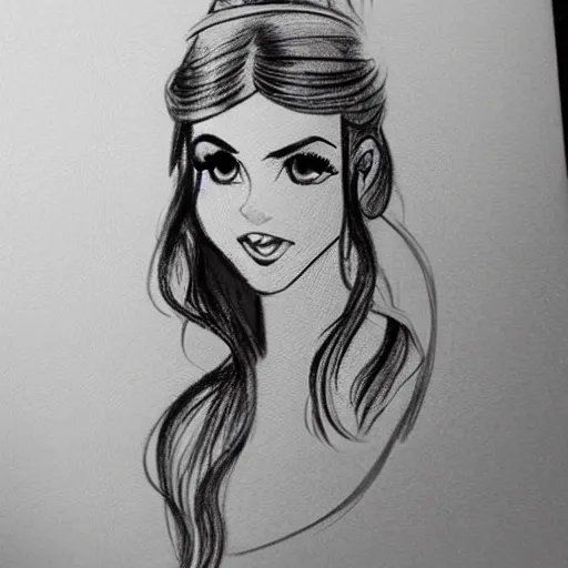 Image similar to milt kahl sketch of victoria justice with tendrils hair style as princess padme from star wars episode 3