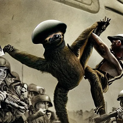 Image similar to ww 2 fought by sloths