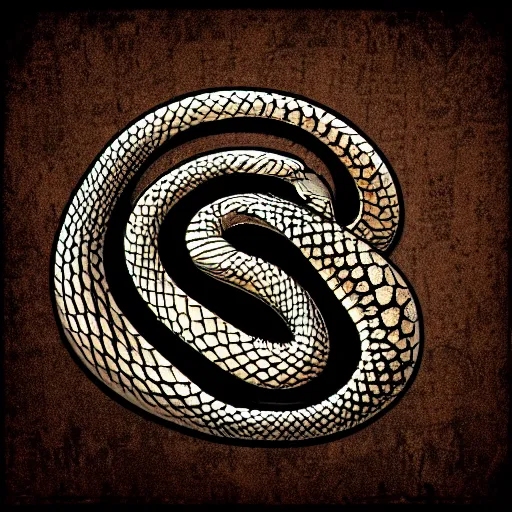 Prompt: s sign with snake texture. joe fenton, dan hilliel. very sharp, extreme high detail