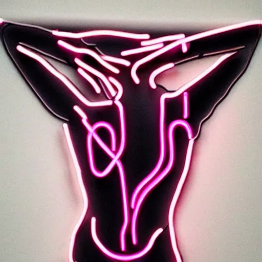 Image similar to 3 d neon art of a womens body, highly detailed