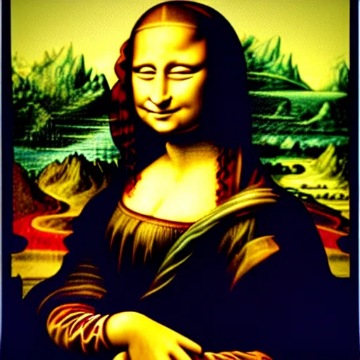 Image similar to mona lisa painted by lisa frank