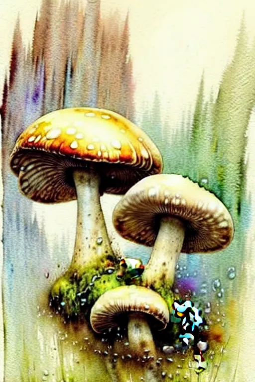 Prompt: soft muted colors!!!!!! ( ( ( ( ( ( watercolor giant flowers, giant mushrooms, moss granular dripping running. ) ) ) ) ) ) ) ) by jean baptiste monge!!!!!!!!!!!!!!!!!!!!!!!!!!!!!!