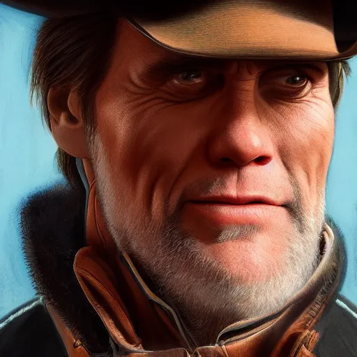 Image similar to Jim Carrey is a cowboy, hyperdetailed, artstation, cgsociety, 8k