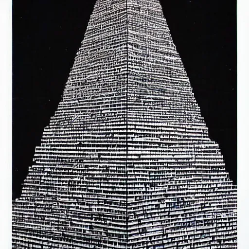 Image similar to tower of babel reaching up to heaven but it is made from vinyl records