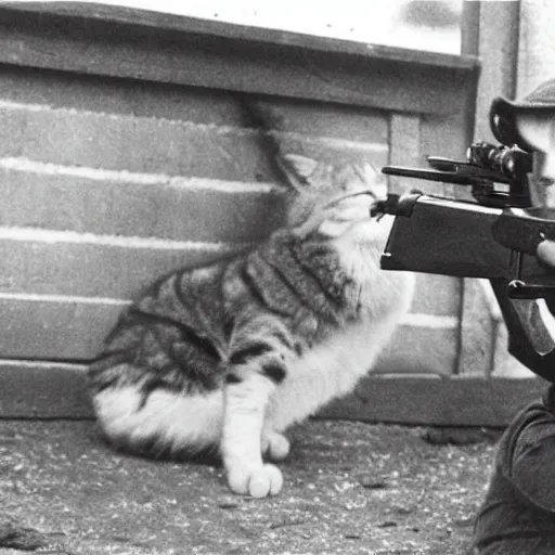 Image similar to House cat firing an MG 42