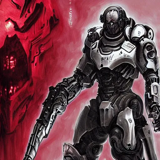 Image similar to doom slayer, tsutomu nihei art