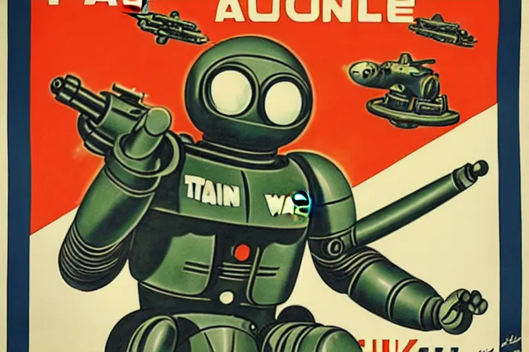 Image similar to 1940s, war, poster, tachikoma