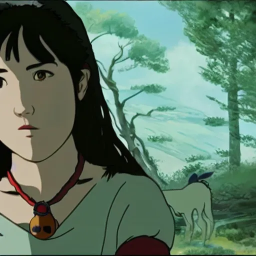 Prompt: mary elizabeth winstead as princess mononoke, still frame, sharp focus, art by cinematic