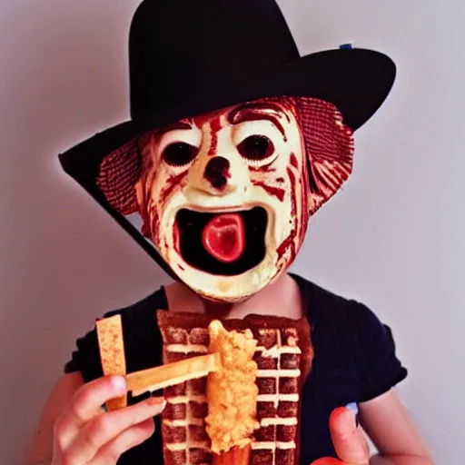 Prompt: freddy kruger as a child's ice cream pop, realistic photography, high detailed