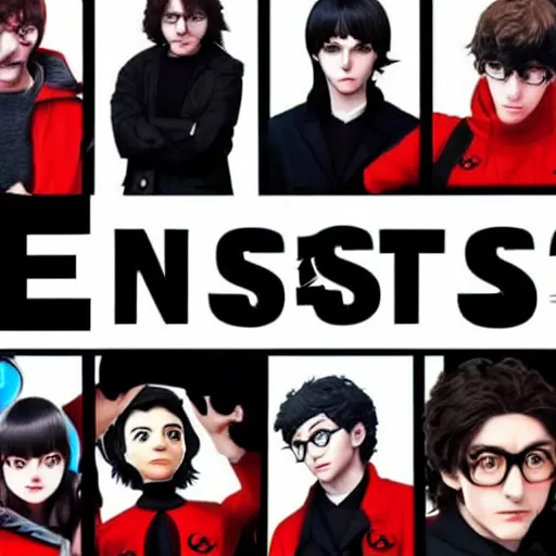 Prompt: money heist cast in the style of persona 5