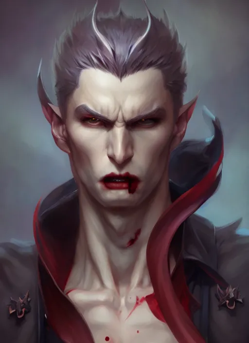 Image similar to character concept art of a vampire warrior, key visual, realistic shaded perfect face, fine details by stanley artgerm lau, wlop, rossdraws, james jean, andrei riabovitchev, marc simonetti, and sakimichan, trending on artstation