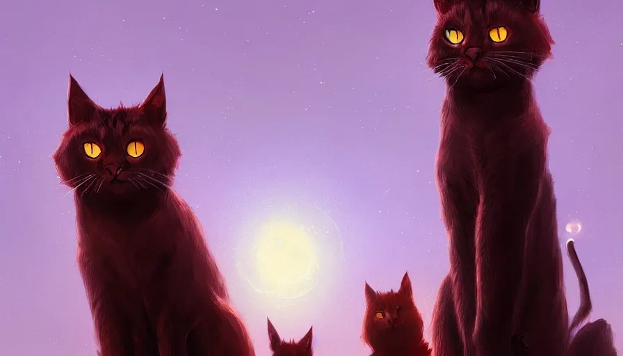 Image similar to artwork of really tall sitting cats by anato finnstark, thick brush, 4 k resolution