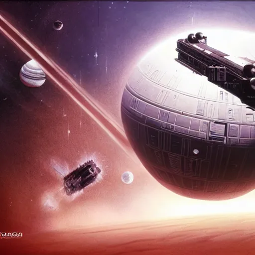 Prompt: space battle of second death star by dali, epic scope, cinematic lighting.