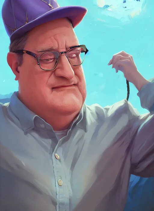 Image similar to detailed digital painting of gaben as king of the internet, nerd nobility, fanart behance hd by jesper ejsing, by rhads, makoto shinkai and lois van baarle, ilya kuvshinov, rossdraws, purple haze, global illumination, sunset, detailed and intricate environment