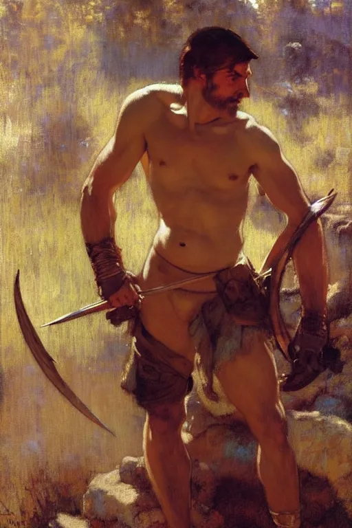 Image similar to attractive male, skyrim, painting by gaston bussiere, craig mullins, j. c. leyendecker, edgar degas