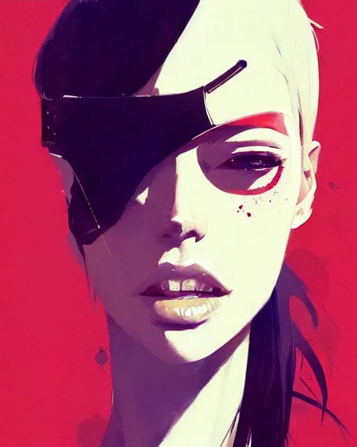 Image similar to a ultradetailed beautiful painting of a stylish woman with an eyepatch, by conrad roset, greg rutkowski and makoto shinkai trending on artstation