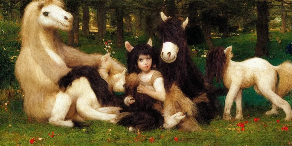 Image similar to 3 d precious moments plush animal, realistic fur, stuffed animal horse, teal, deep blue, storm, graves, night, master painter and art style of john william waterhouse and caspar david friedrich and philipp otto runge