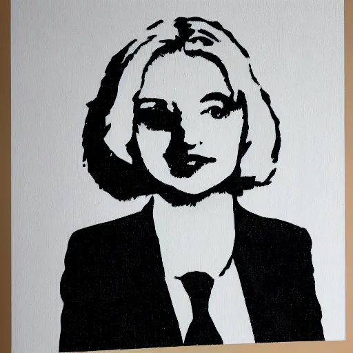 Prompt: individual furry liz truss silk screen portrait banksy style