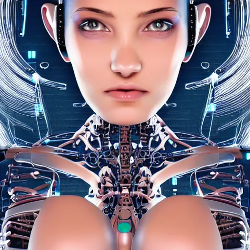 Prompt: The face of an extremely beautiful biomechanical female looking robot with Optical Sensors and large emoji tattoos, surrounded by a thin transparent force field,, extremely beautiful oppai cyberpunk, exaggerated proportions, organic, chimeric organism, pale skin, organic polycarbon, full frontal, portrait, highly detailed, symmetrical, mechanical, mendelbrot fractal, ray tracing, hyperdetailed, hyperrealistic, octane render, hdr, 8k
