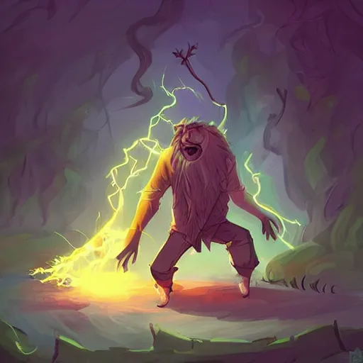 Prompt: hipster struck by a lightning, cartoon, rpg character, humblewood art style, concept art, fantasy - n 9