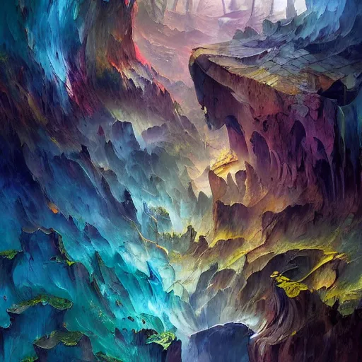 Image similar to landscape cavern mountains ornate sharp focus weird digital art nature photography by frank gehry, beksinski, peter mohrbacher, arthur adams, leonid afremov, victo ngai, android jones, antoni gaudi