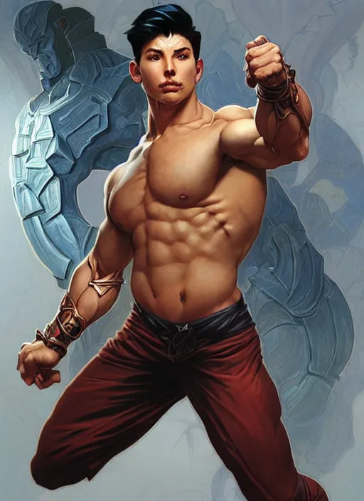 Image similar to aggressive superboy prime, d & d, muscular! crossfit anatomy, fantasy, intricate, elegant, highly detailed, digital painting, artstation, concept art, smooth, sharp focus, illustration, art by artgerm and greg rutkowski and alphonse mucha and alex ross and donato giancola and bayard wu and gustav moreau and wayne barlowe