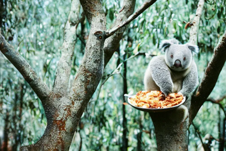 Image similar to a photo of a gravy koala in its natural habitat, kodak ektachrome e 1 0 0 photography