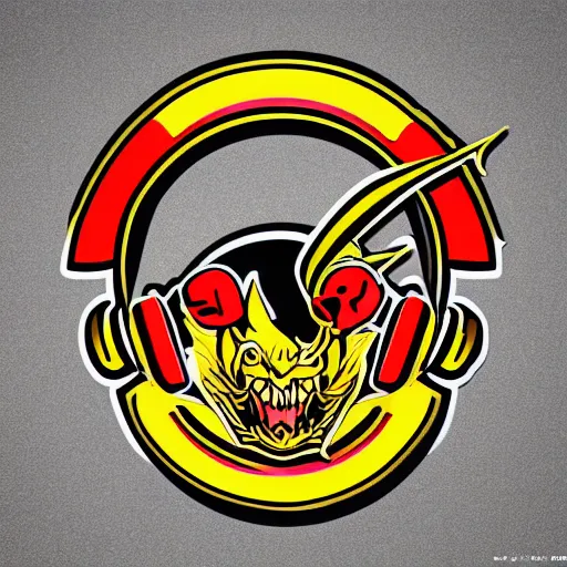 Prompt: svg vector sticker of, dragon, rocking out, wearing headphones, huge speakers, dancing, rave, DJ, spinning records, digital art, amazing composition, rule-of-thirds, award-winning, trending on artstation, featured on deviantart