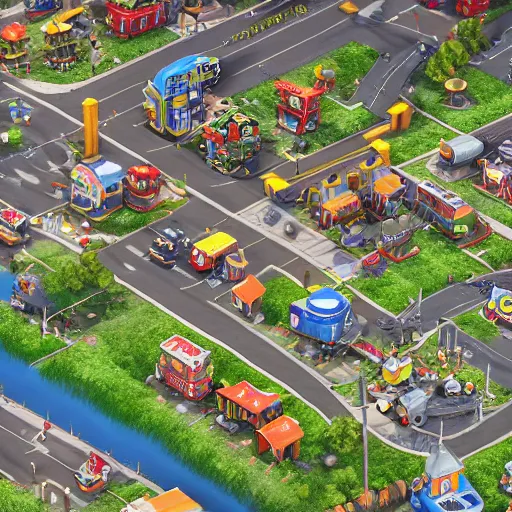 Prompt: Busytown in Civilization 5, extreme detail, video game, ((map)), popular, octane render, 8k