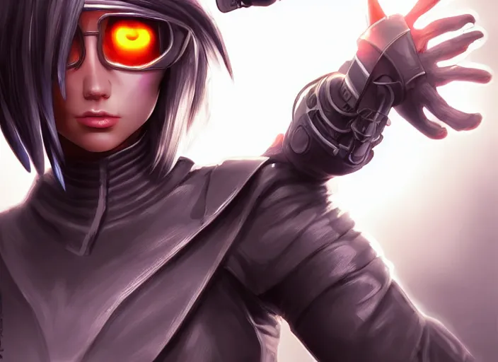 Image similar to fine details portrait of A sorcerer wielding a futuristic blast cannon, bust shot, concept art masterpiece by artgerm. 8k, sharp high quality in style of Shintaro Kago,