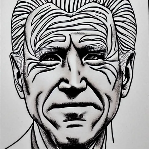 Image similar to joe biden face closeup, zentangle style