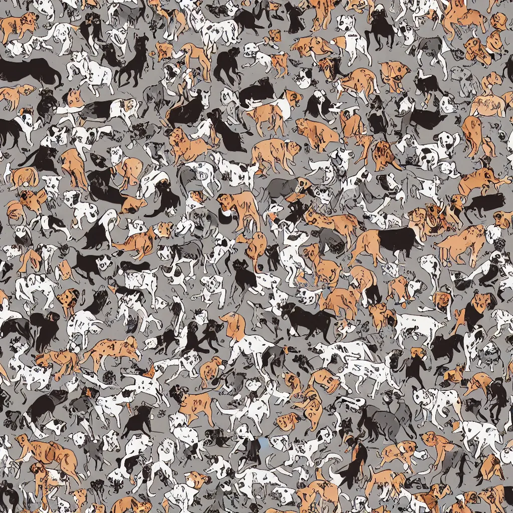 Prompt: seamless pattern of pitbulls fighting in the 9th ward